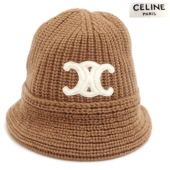 Celine Triomphe Crochet Bucket Hat 2 A80 T384 D Camel Beige Cashmere main image 5
